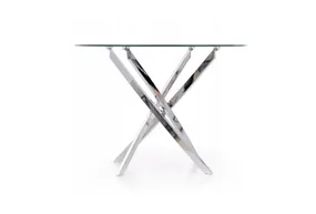 Кухонний стіл HALMAR RAYMOND 3, 100x100 см стільниця - білий мармур, ніжки - срібло фото