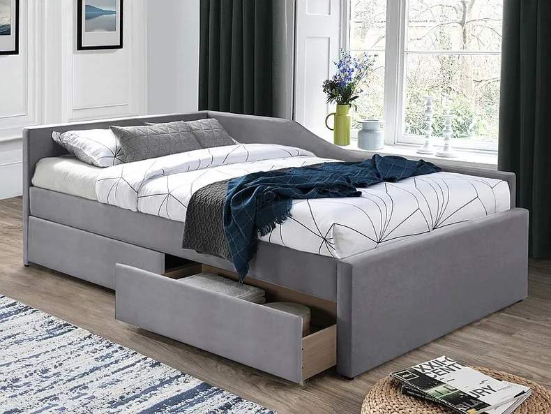 Кровать односпальная бархатная SIGNAL ELIOT Velvet, серый, 120x200 см фото №2