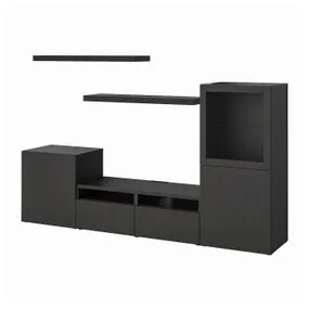 IKEA BESTÅ БЕСТО / LACK ЛАКК, комбінація шаф для телевізора, чорно-коричневий, 240x42x129 см 893.987.42 фото