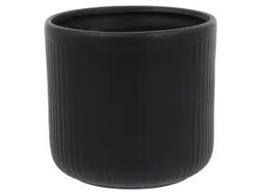 BRW Полосатый держатель для цветочного горшка Лео керамический черный 091694 фото