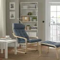 IKEA POÄNG ПОЕНГ, крісло та підставка для ніг, береза okl / Gunnared blue 195.021.91 фото thumb №2