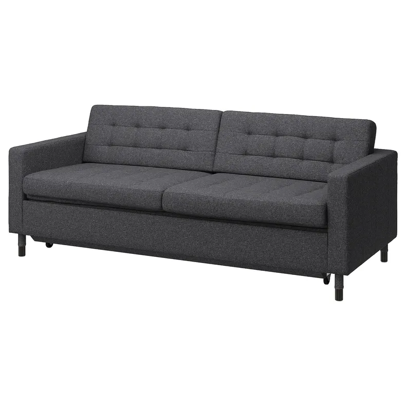 IKEA LANDSKRONA ЛАНДСКРУНА, 3-місний диван-ліжко, Gunnared темно-сірий/чорний 995.783.23 фото №2
