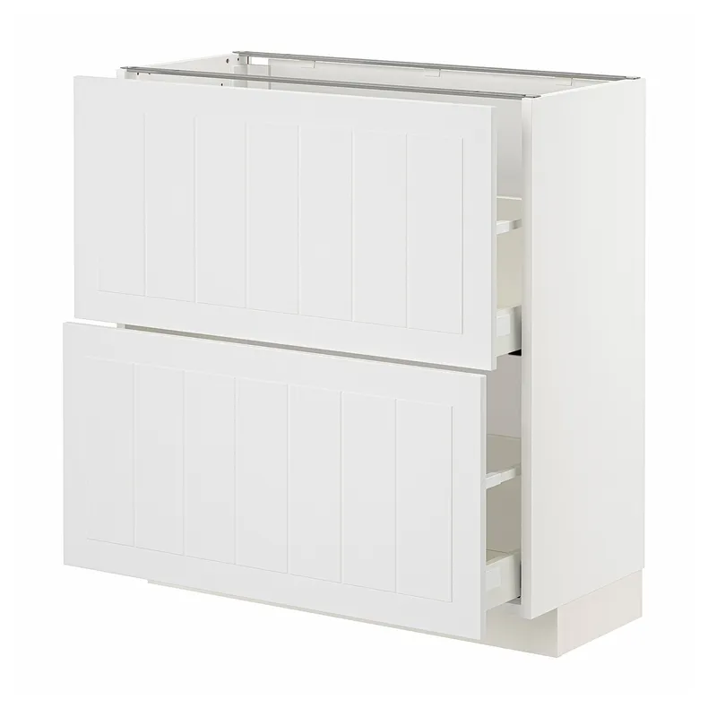 IKEA METOD МЕТОД / MAXIMERA МАКСИМЕРА, напольный шкаф с 2 ящиками, белый / Стенсунд белый, 80x37 см 494.095.11 фото №1