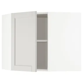 IKEA METOD МЕТОД, кутова навісна шафа з полицями, білий / світло-сірий Lerhyttan, 68x60 см 892.741.76 фото