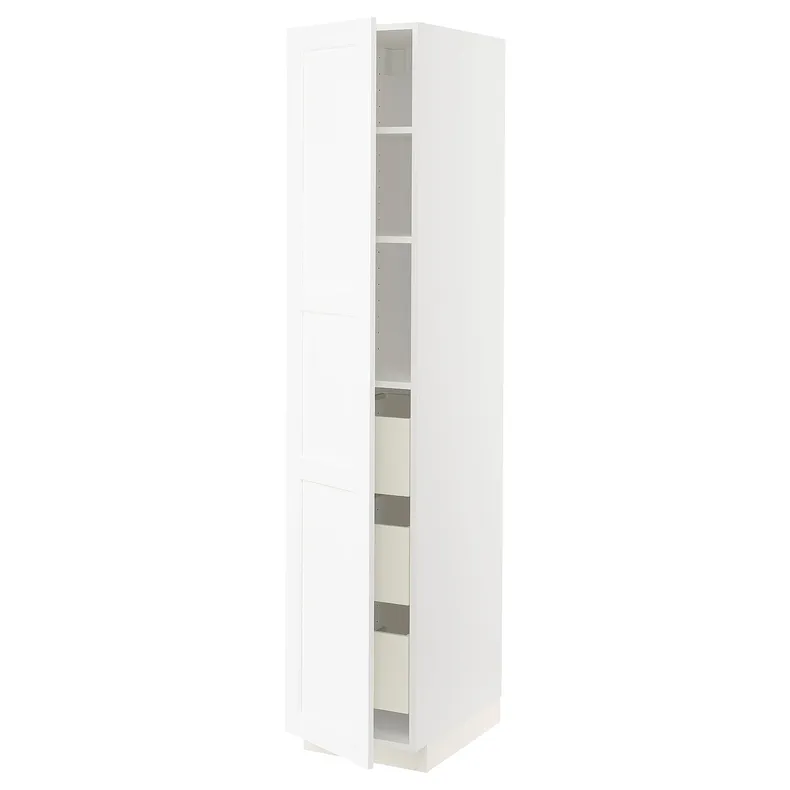 IKEA METOD МЕТОД / MAXIMERA МАКСИМЕРА, высокий шкаф с ящиками, белый Энкёпинг / белая имитация дерева, 40x60x200 см 794.735.53 фото №1