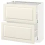 IKEA METOD МЕТОД / MAXIMERA МАКСИМЕРА, напольный шкаф с 2 ящиками, белый / бодбинские сливки, 80x37 см 790.514.83 фото