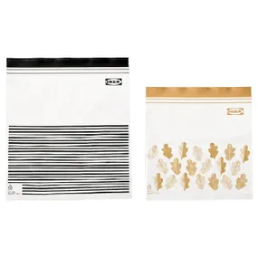 IKEA ISTAD ІСТАД, герметичний пакет, з малюнком чорний / жовтий, 2.5 / 1.2 л 705.256.79 фото
