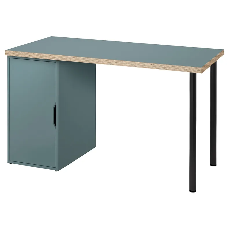 IKEA LAGKAPTEN ЛАГКАПТЕН / ALEX АЛЕКС, письмовий стіл, сіро-бірюзовий / чорний, 120x60 см 295.233.72 фото №1