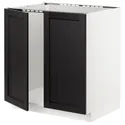 IKEA METOD МЕТОД, напольный шкаф для мойки+2 двери, белый / Лерхиттан с черными пятнами, 80x60 см 394.589.98 фото thumb №1