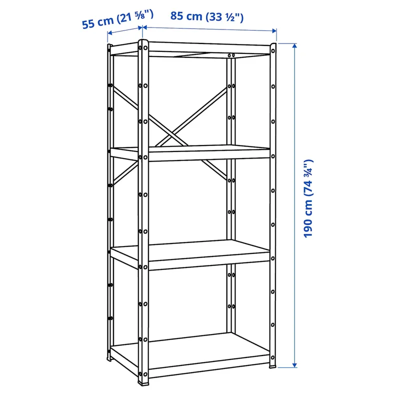 IKEA BROR БРУР, стеллаж, черный, 234x55x190 см 994.717.51 фото №8