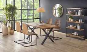 Кухонний стіл HALMAR XAVIER 160-250x90 см чорний, дуб фото