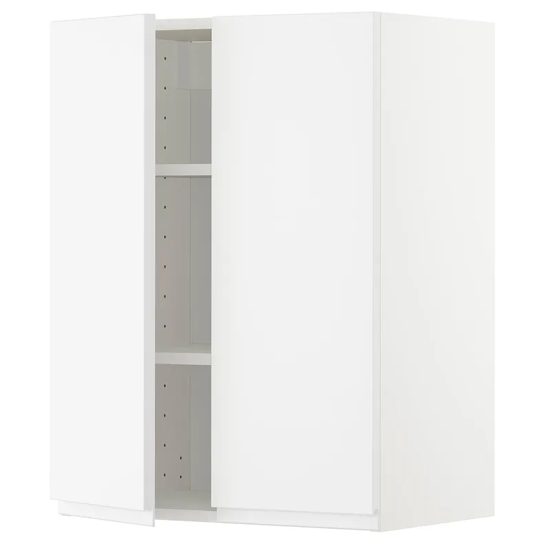 IKEA METOD МЕТОД, навесной шкаф с полками / 2дверцы, белый / Воксторп матовый белый, 60x80 см 794.550.64 фото №1