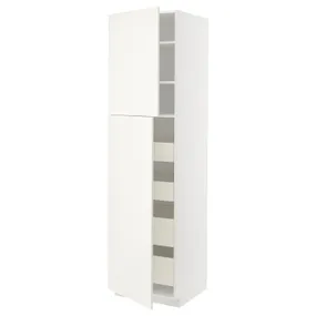 IKEA METOD МЕТОД / MAXIMERA МАКСІМЕРА, висока шафа, 2 дверцят / 4 шухляди, білий / ВЕДДІНГЕ білий, 60x60x220 см 394.556.88 фото