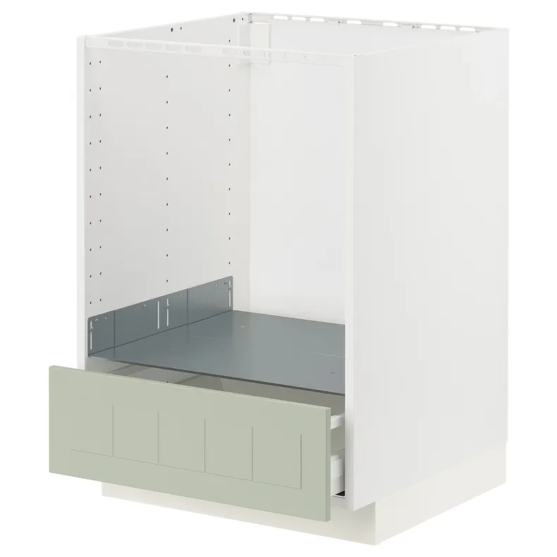 IKEA METOD МЕТОД / MAXIMERA МАКСИМЕРА, напольный шкаф д / духовки, с ящиком, белый / светло-зеленый, 60x60 см 194.871.95 фото №1