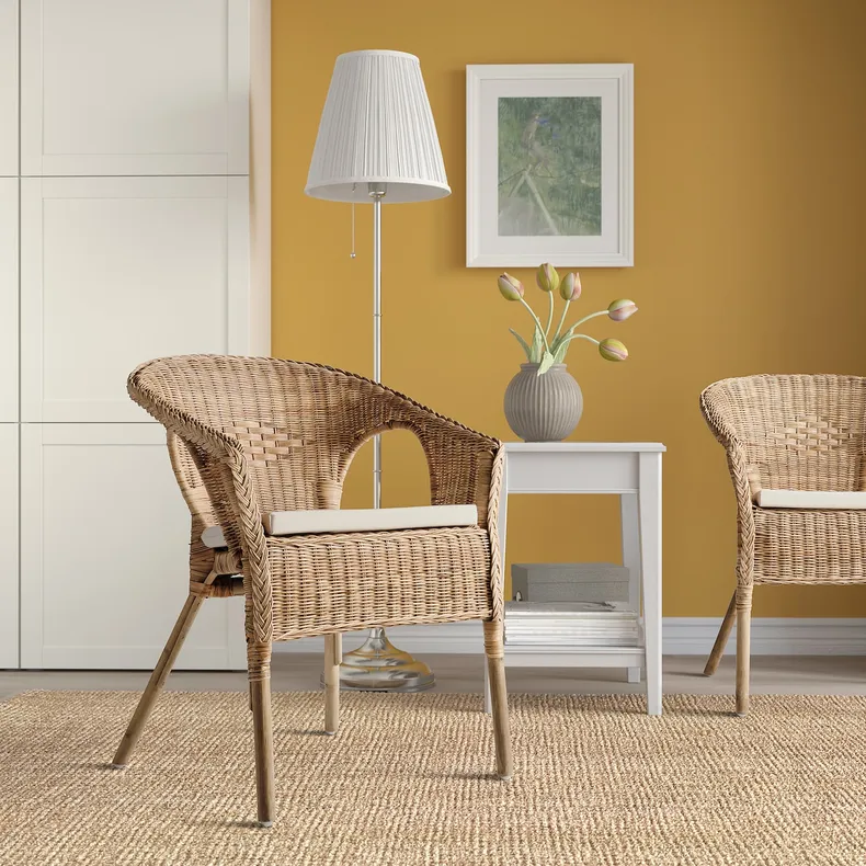 IKEA AGEN АГЕН, кресло с подушкой-сиденьем, ротанг / Норна неокрашенный 193.907.73 фото №3