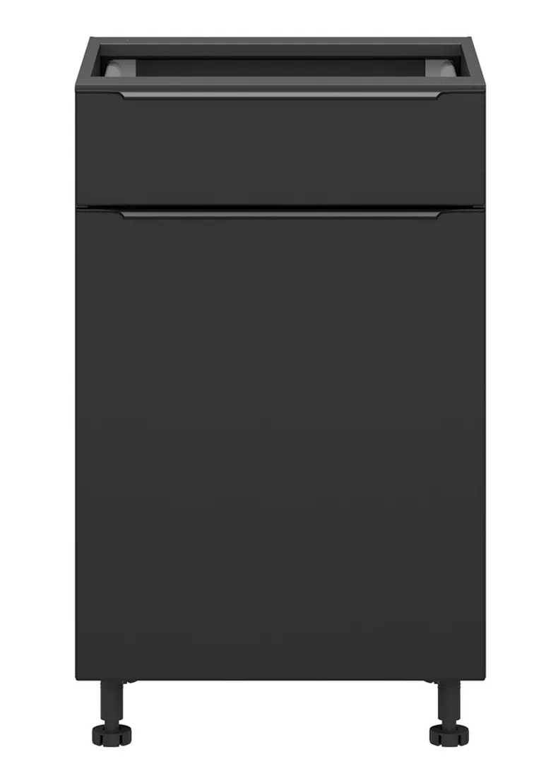 BRW Кухонна шафа Sole L6 50 см ліва з висувною шухлядою з плавним закриттям чорний матовий, чорний/чорний матовий FM_D1S_50/82_L/STB-CA/CAM фото №1