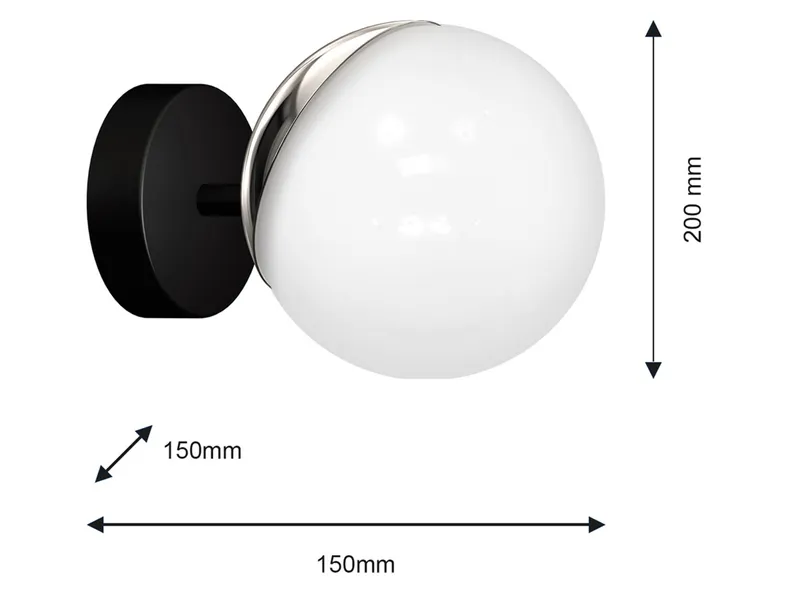 BRW Металлический настенный светильник Sfera белого и черного цвета 075565 фото №5