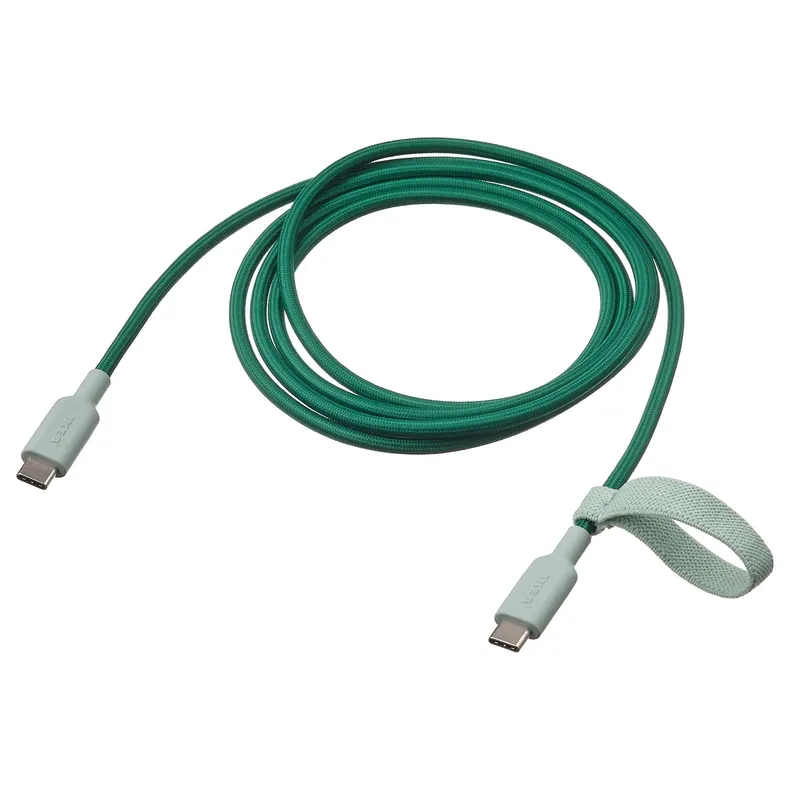 IKEA LILLHULT ЛІЛЛЬХУЛЬТ, кабель USB-C–USB-C, зелений, 1.5 m 005.810.94 фото №1