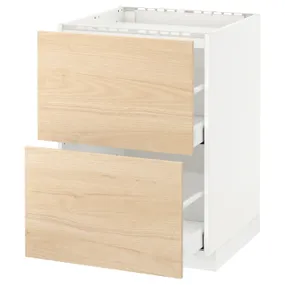 IKEA METOD МЕТОД / MAXIMERA МАКСИМЕРА, напольный шкаф / 2фронт панели / 2ящика, белый / аскерсундский узор светлый ясень, 60x60 см 492.158.53 фото