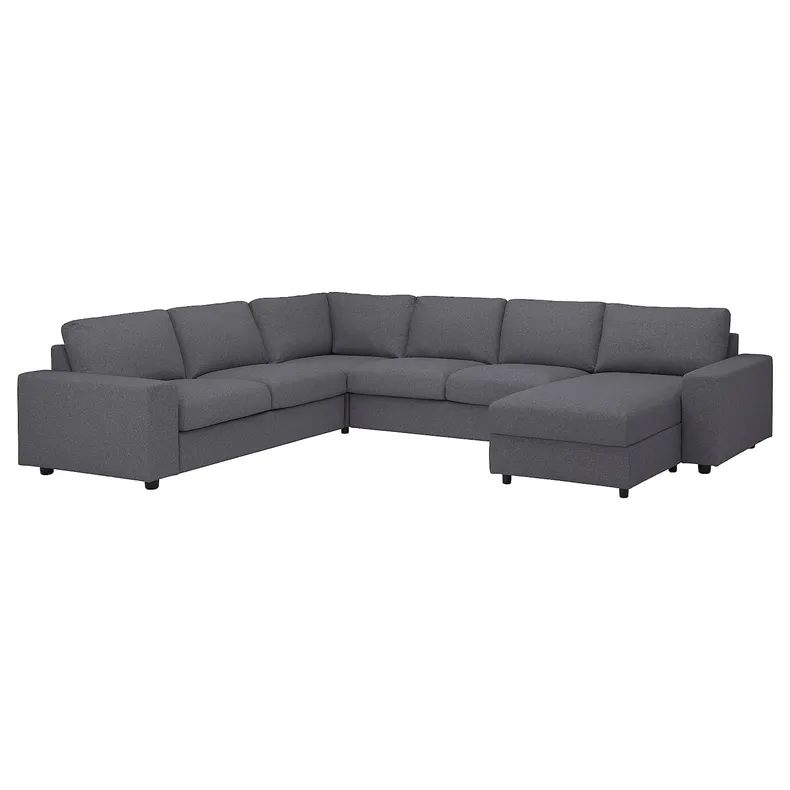 IKEA VIMLE ВИМЛЕ, чехол д / углового 5-местного дивана, с шезлонгом с широкими подлокотниками / средне-серый цвет 894.242.65 фото №2