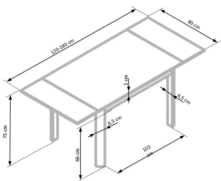 Обеденный стол HALMAR ALSTON 120-180x80 см бежевый/белый фото №9