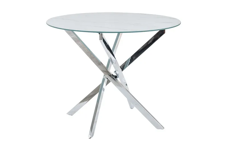Круглый стеклянный Столик SIGNAL AGIS, белый / хром, 90x90 см фото №5