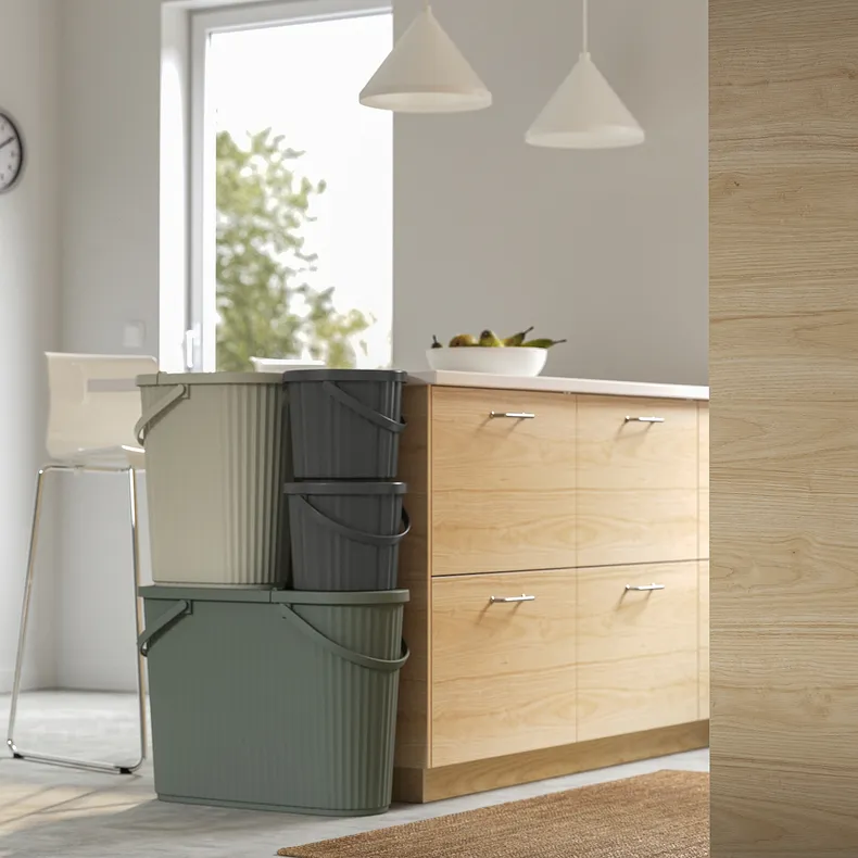 IKEA DAMMÄNG ДАММЕНГ, відро з кришкою, сірий бежевий, 26 l 605.599.76 фото №7