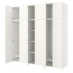 IKEA PLATSA ПЛАТСА, гардероб, 12 дверцят, білий / ФОННЕС білий, 240x57x251 см 394.249.51 фото