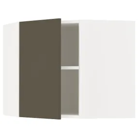IKEA METOD МЕТОД, угловой навесной шкаф с полками, белый/гавсторпский коричневый/бежевый, 68x60 см 395.588.94 фото