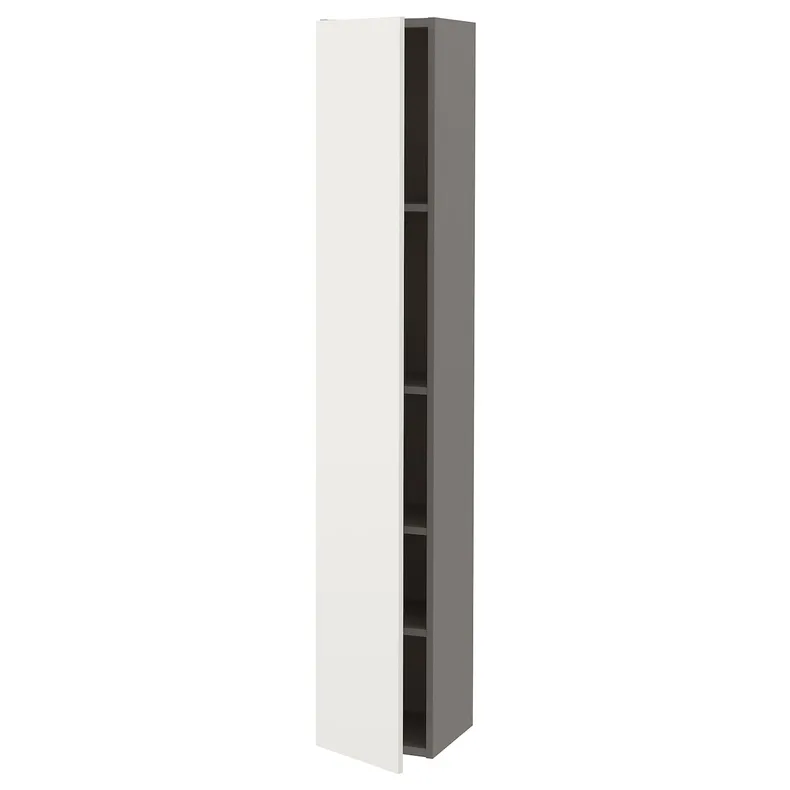 IKEA ENHET ЭНХЕТ, высокий шкаф с 4 полками / дверцей, серый / белый, 30x32x180 см 193.224.73 фото №1