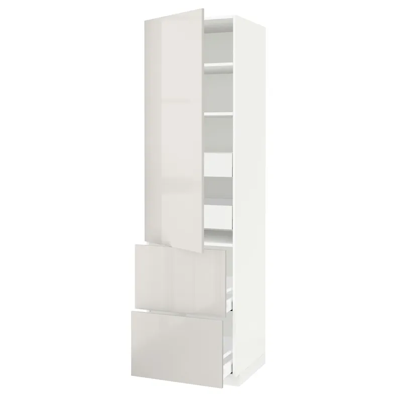 IKEA METOD МЕТОД / MAXIMERA МАКСИМЕРА, высокий шкаф+полки / 4ящ / двр / 2фасада, белый / светло-серый, 60x60x220 см 093.733.64 фото №1