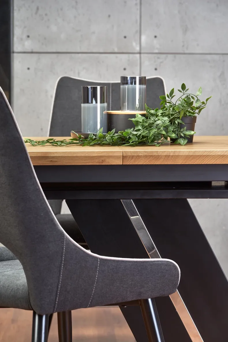 Кухонний стіл розкладний HALMAR FERGUSON 160-220x90 см, стільниця - натуральний дуб, ніжки - чорні фото №5