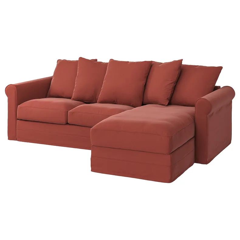 IKEA GRÖNLID ГРЕНЛІД, чохол для 3-місного дивана, з кушеткою / ЛЬЙУНГЕН світло-червоний 094.089.57 фото №2