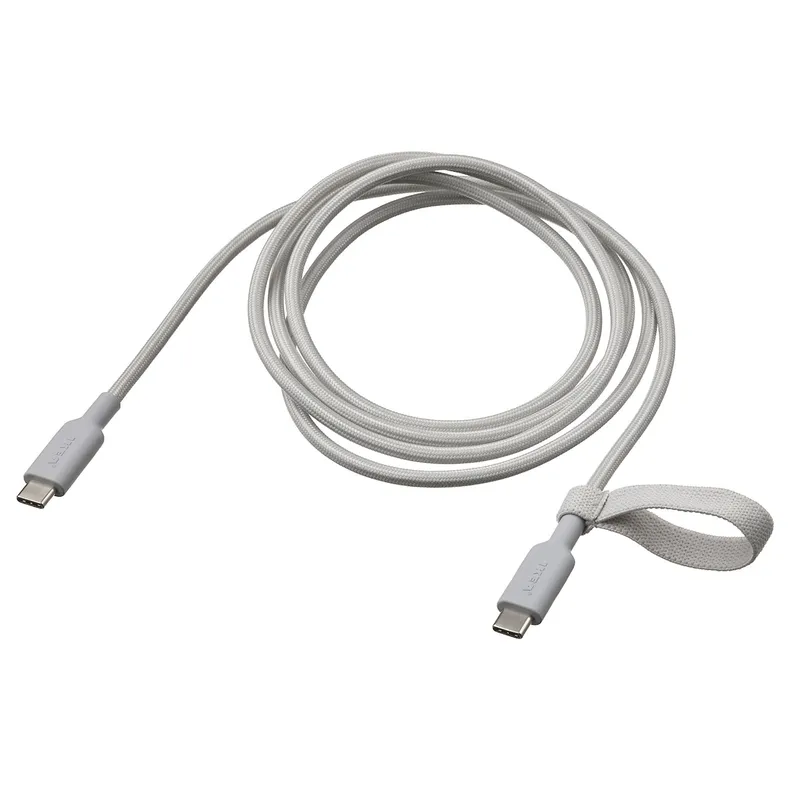 IKEA LILLHULT ЛІЛЛЬХУЛЬТ, кабель USB-C–USB-C, світло-сірий, 1.5 m 405.810.92 фото №1