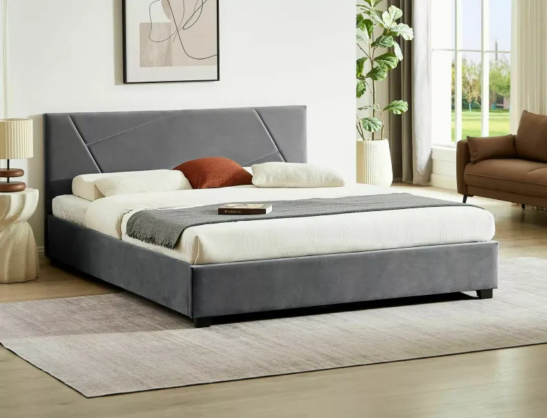 Ліжко двоспальне SIGNAL Columbia Velvet 160x200 см, сірий фото №2