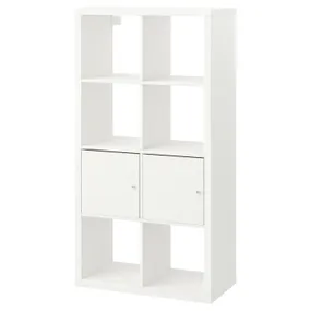 IKEA KALLAX КАЛЛАКС, стеллаж с дверцами, белый, 77x147 см 990.171.86 фото