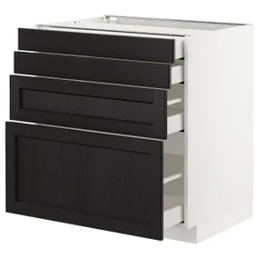 IKEA METOD МЕТОД / MAXIMERA МАКСИМЕРА, напольн шкаф 4 фронт панели / 4 ящика, белый / Лерхиттан с черными пятнами, 80x60 см 692.568.09 фото