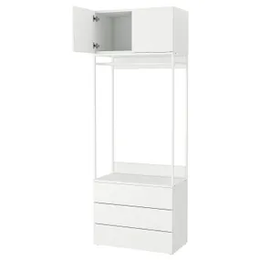IKEA PLATSA ПЛАТСА, гардероб із 2 дверцятами+3 шухлядам, білий/Fonnes white, 80x42x221 см 593.264.69 фото
