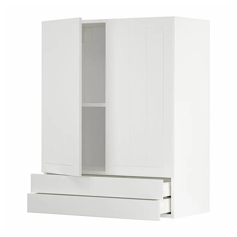 IKEA METOD МЕТОД / MAXIMERA МАКСІМЕРА, навісна шафа, 2 дверцят / 2 шухляди, білий / стенсундський білий, 80x100 см 194.567.97 фото №1