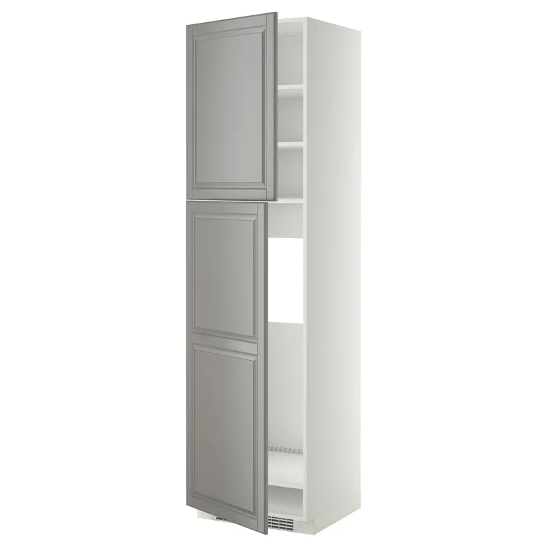 IKEA METOD МЕТОД, высокий шкаф д / холодильника / 2дверцы, белый / бодбинский серый, 60x60x220 см 994.596.12 фото №1