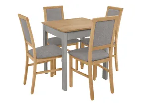 BRW Комплект: стіл + 4 стільці 69х69х76 см BRW BRYK MINI, сірий/дуб натуральний/модрина sibiu сіра STO/BRYK_4ROBI-DBV/MSS/TX099 фото