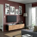 IKEA BESTÅ БЕСТО, тумба под ТВ, с дверцами, черный / коричневый / гедевикен окл дуб, 180x42x38 см 594.221.78 фото thumb №3