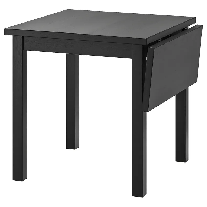 IKEA NORDVIKEN НОРДВІКЕН, стіл відкидний, чорний, 74/104x74 см 703.687.16 фото №1