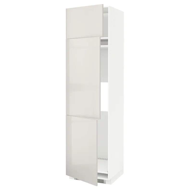 IKEA METOD МЕТОД, высокий шкаф д / холод / мороз / 3 дверцы, белый / светло-серый, 60x60x220 см 094.566.89 фото №1