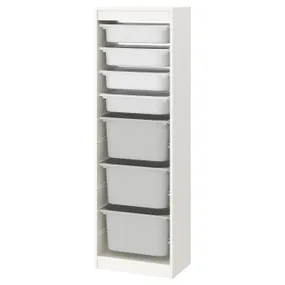 IKEA TROFAST ТРУФАСТ, комбинация д/хранения+контейнеры, белый/бело-серый, 46x30x145 см 593.294.20 фото