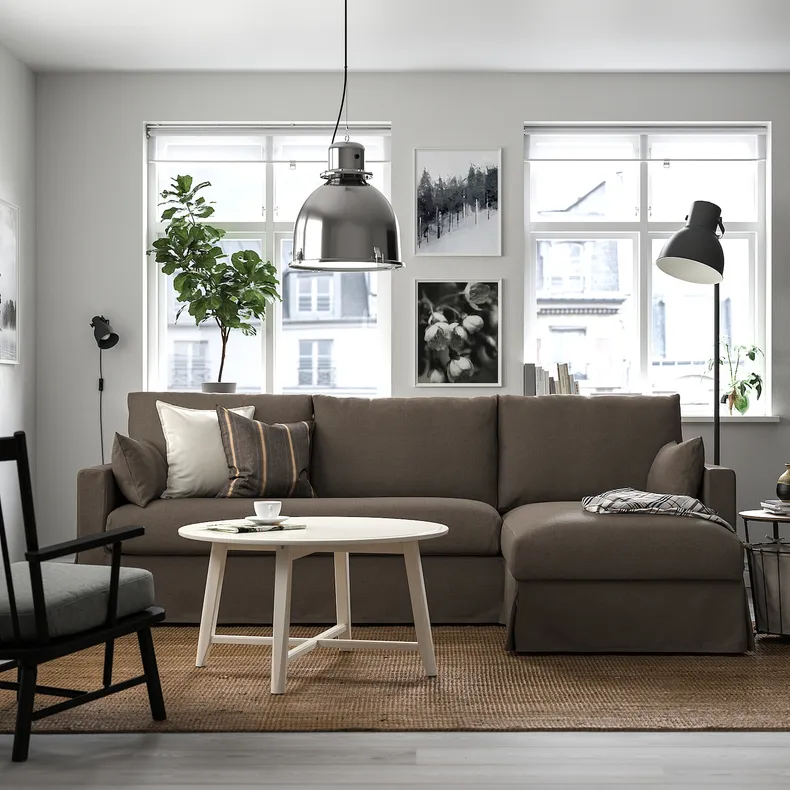 IKEA HYLTARP ХЮЛЬТАРП, 3-місний диван з кушеткою, прав, ГРАНСЕЛЬ сіро-коричневий 494.958.20 фото №2