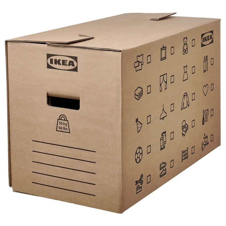 IKEA DUNDERGUBBE ДУНДЕРГУББЕ, коробка для переїзду, коричневий, 64x34x40 см/80 л 405.345.62 фото №1