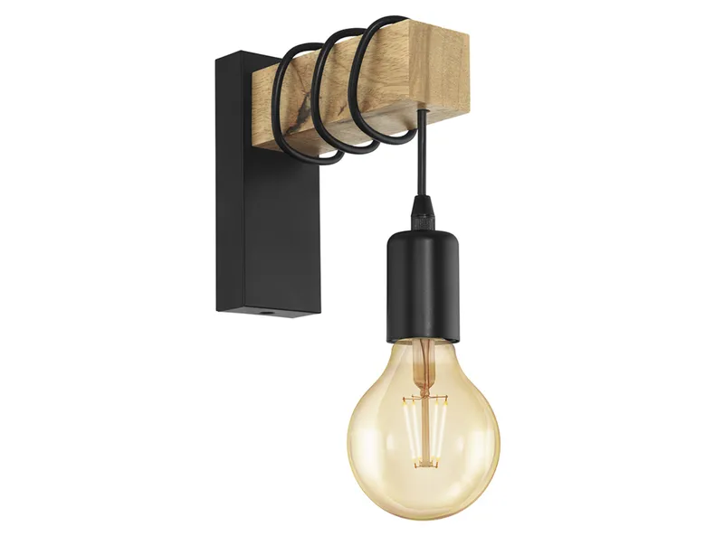 BRW Настенный светильник Townshend деревянный бежевый и черный 068808 фото №1
