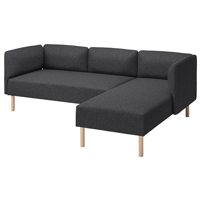 IKEA LILLEHEM ЛІЛЛЕХЕМ, 3-м модульний диван з кушеткою, ГУННАРЕД/темно-сірий деревина 695.682.93 фото №1