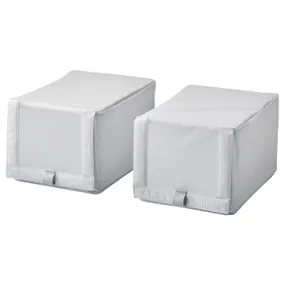 IKEA HEMMAFIXARE ХЕММАФІКСАРЕ, коробка для взуття, смугаста тканина / біла / сіра, 23x34x19 см 405.039.14 фото